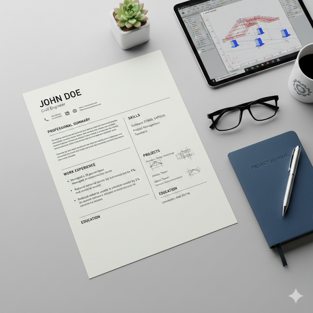 تصویر مقاله: راهنمای جامع و صفر تا صد نگارش رزومه حرفه‌ای برای مهندسان عمران